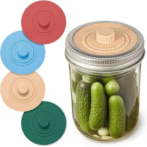 Airlock Fermentation Lids for Wide Mouth Mason Jars, Pickle Pipes, Fermenter Caps, Fermentation Kit for Sauerkraut & Pickle Kit, One Way Waterless Airlock Valve - BPA-Free (Jar Not Included)