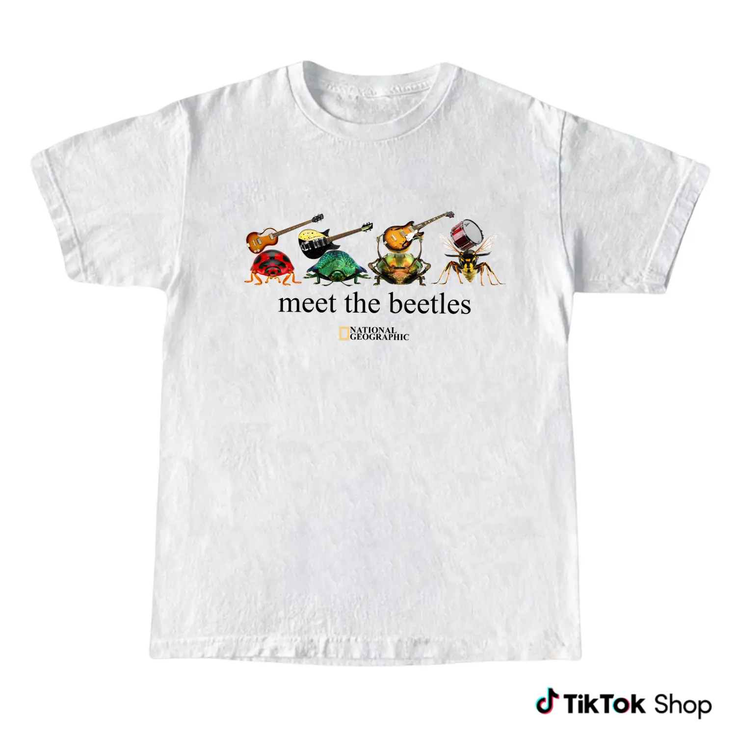 National Geographic Meet the Beetles Vintage Graphic Tee, Funny Insect Nature T-Shirt, Reprint Classic Bug Design Shirt, Unisex Cotton Casual Streetwear for Men Women, Trendy Wildlife Lover Gift
