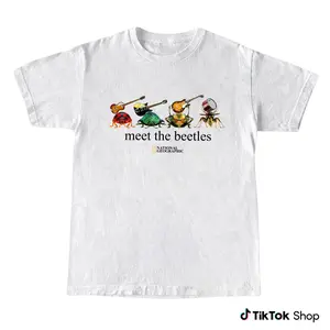 National Geographic Meet the Beetles Vintage Graphic Tee, Funny Insect Nature T-Shirt, Reprint Classic Bug Design Shirt, Unisex Cotton Casual Streetwear for Men Women, Trendy Wildlife Lover Gift