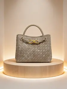 Women's Woven Suede Tote Bag with Buckle, Luxurious Top Handle Shoulder Backpack, Convertible Crossbody Bag for Casual Daily Wear