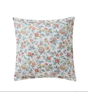 20" x 20" White Vintage Botanical Floral Cotton Decorative Pillow
