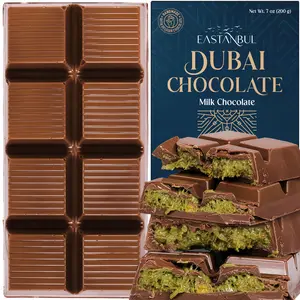 Eastanbul Premium Dubai Chocolate Bar Pistachio, Viral Candy, Knafeh, 7oz Chocolate Bar with Phyllo Dough