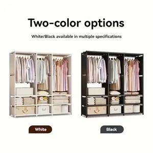 Multifunctional Foldable Wardrobe, Simple Metal Clothing Storage Rack, Large Capacity, Dustproof, Portable, Multi-Layer, Easy Assembly