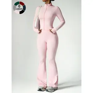 Women's High Elasticity Yoga Set, Skin-Friendly Fabric, Slimming Neckline, High Waist Butt Lifting, Multi-Color Options, Gym Workout Running