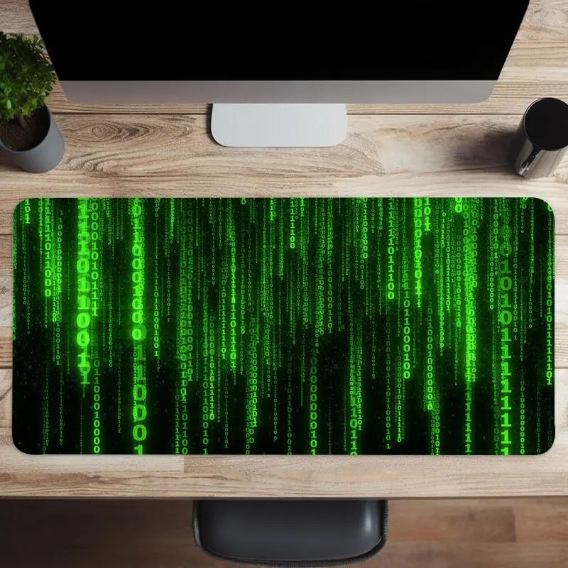Code Pattern Large Gaming Mouse Pad, Non Slip Computer Keyboard Pad, Rubber Base Stitched Edge Mouse Pad, Desk Mat For Game Home Office And Gift, Non Slip Mousepad