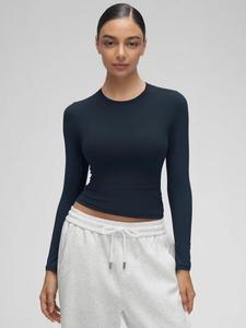 CRZ YOGA Long Sleeve Shirts for Women Soft Crew Neck Fall Basic Tight Tops Fitted Casual Going Out Tee Shirt