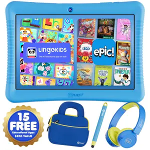 Contixo K102 10" Kids Educational Tablet Bundle - 64GB, Android 10, HD Display, Parental Controls, 50 eBooks, 30 Videos, Bluetooth Headphones, Tablet Bag, Stylus, Durable, 4 Color Options