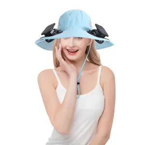 Solar Fan Hat,Solar Powered Fan Hat for Men Women,Wide Brim Sun Hat with 2 Solars Fan,2-in-1 Hands-Free Hats Fans