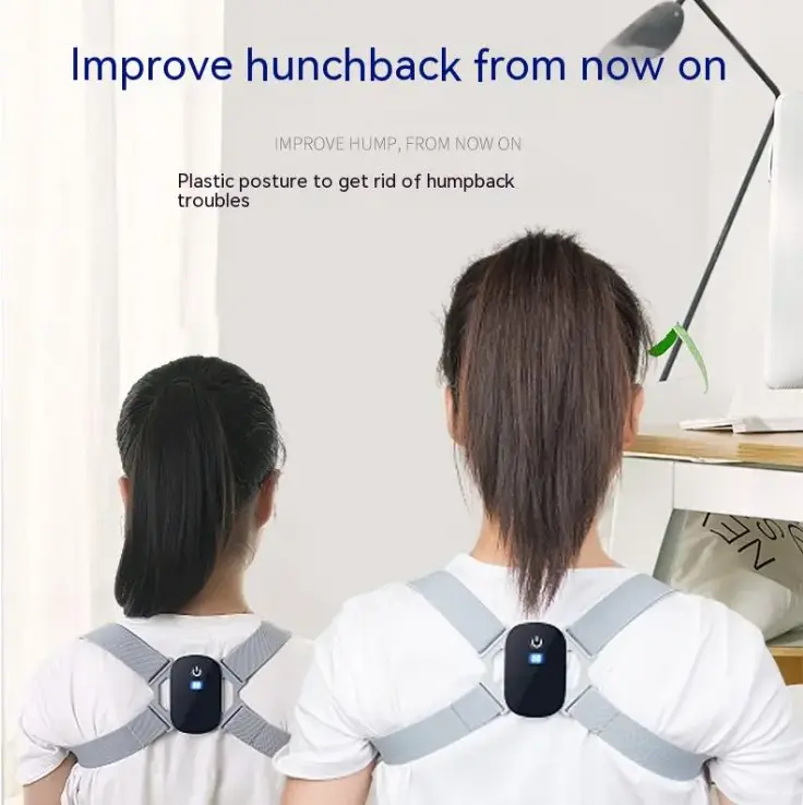 Smart Posture Corrector with Vibration Reminder – Rechargeable Back Straightener for Desk Workers, Adjustable Upper Back Support, Black