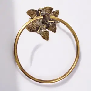 Brass Butterfly Towel Ring - Antique Brass