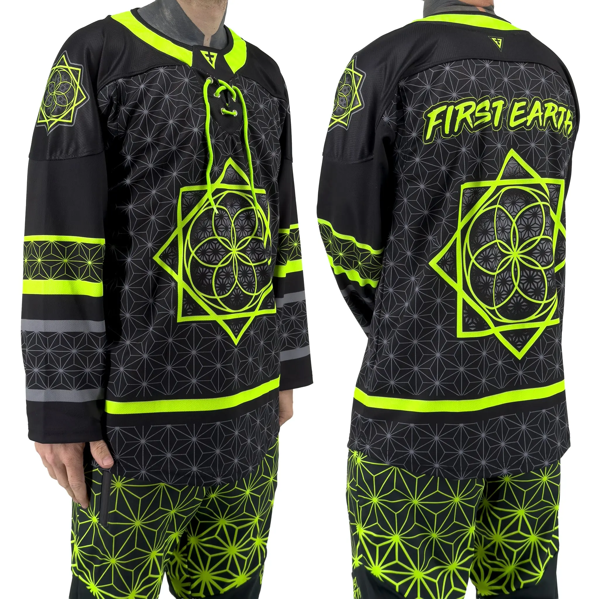 Flower of Life - UV Yellow/Grey - Hockey Jersey