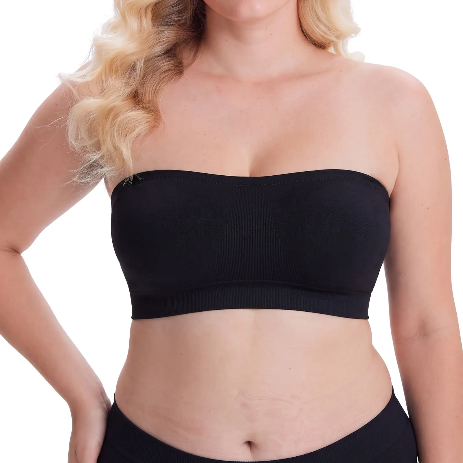 VRCOMFY Convertible Strapless Bandeau Bra, Wireless Strapless Bra, Anti-Slip Grip, Removable Straps, Seamless, Soft Fabric