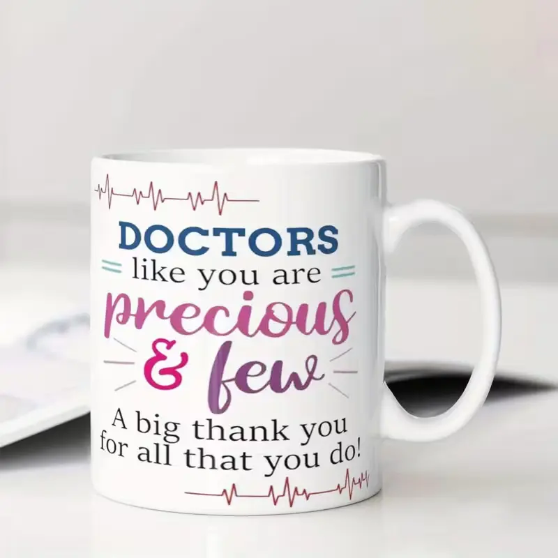 1pc Novelty Doctors Precious Few Mug - 11oz Ceramic Coffee Cup with Heartbeat Line Design, Pink & Blue Text, Perfect Gift for Doctors, Reusable, Hand Wash Only, Medical Gift Idea | Heartbeat Line Design | Durable Ceramic, Doctors Mug