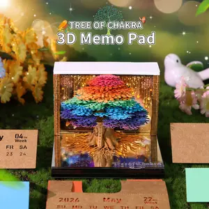 3D Tree of Chakra Paper Sculpture Light-Up 2026 Calendar, Paper Art Model Calendar, LED Light Creative Gift, Eco-Friendly Paper Art Decor, Fun Tear-Off Daily 2026 Calendar, Fantasy Tree of Chakra Ornament, Desk Night Light Calendar, Unique Gift Idea