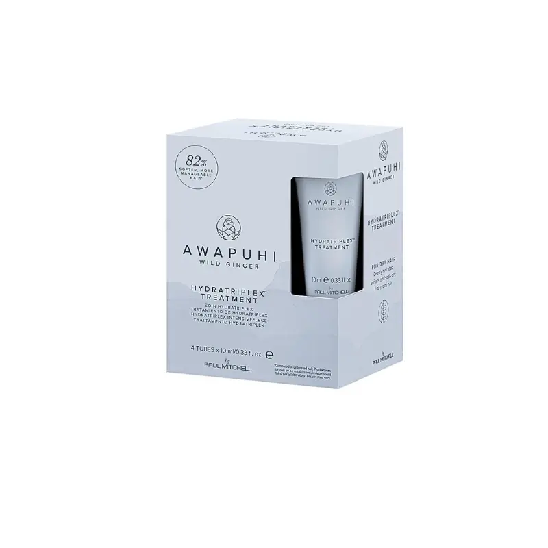 Awapuhi Wild Ginger HydraTriplex Hair Treatment (4-Pack) - Haircare Moisturizer for Dry, Frizz-Prone Hair, Hydrating & Nourishing Formula by Paul Mitchell, Moisturizing, Anti-Frizz Leave-In Treatments, Hydrate, Moisture