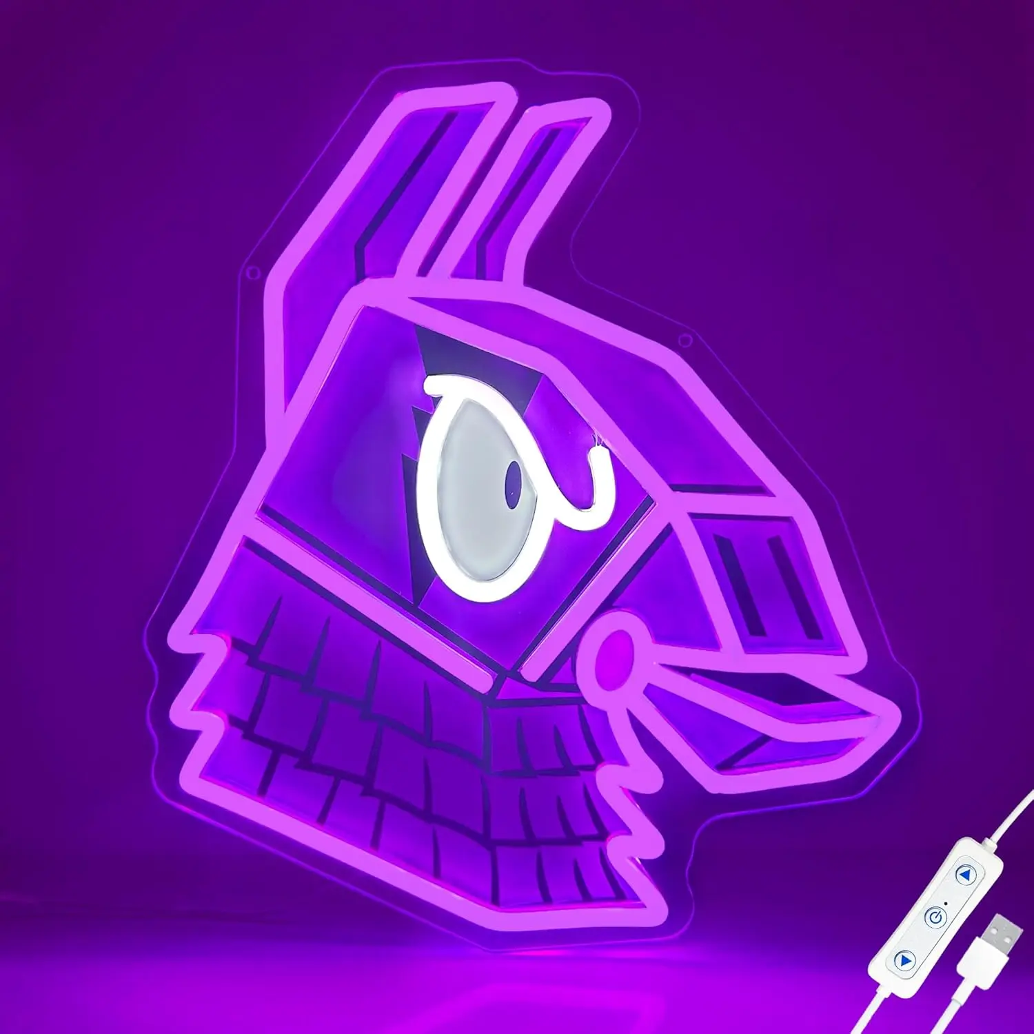 Official Licensed Fortnite Supply Llama Purple Silicone LED Neon Sign - USB Dimmable Gaming Light with Logo, Wall Anchors for Streaming Room, Boys' Room Hanging Decor Gift