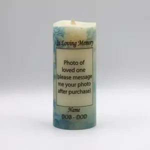 Floral Memorial Candle, flameless real wax battery operated candle, funeral centerpiece, gift for passed loved one