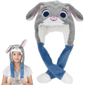 Animated animal ear caps with slapping motions - manually movable ears for Halloween role-playing and costume parties - interactive wearable toys for adults and events - fun Christmas gifts and holiday accessories - Funny Bunny Hat
