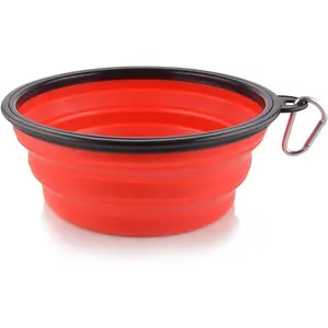Extra Large Collapsible Dog Bowl, 3L 102oz Portable Foldable Travel Water Dish with Carabiner for Dogs Walking Hiking (Red)