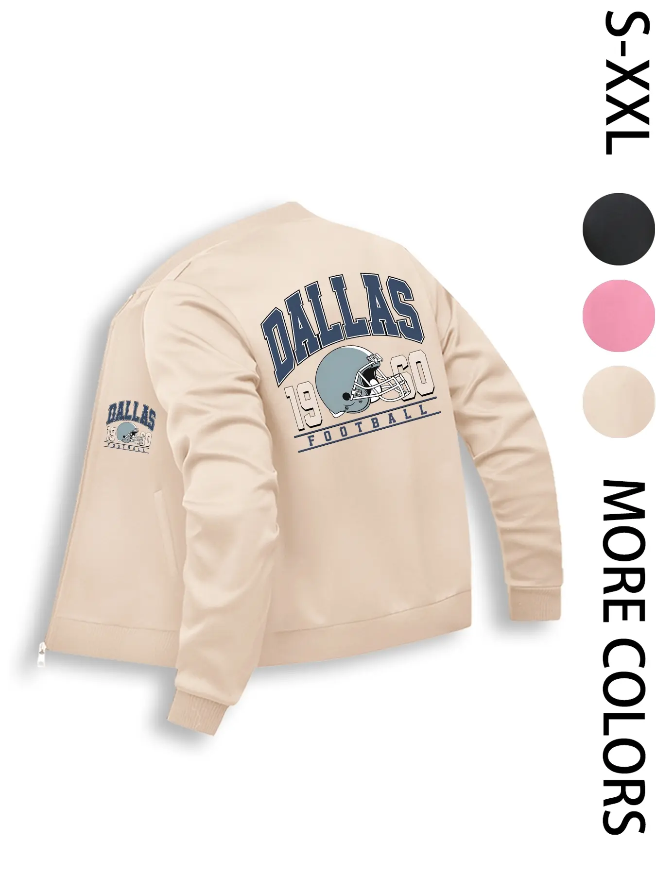 DALLAS FOOTBALL Jacket, Women's Long-Sleeve Zip-Up Outer Jacket, Coats, Casual Daily Wear Top, Comfortable & Stylish Design, Suitable for Layering & Daily Use, Comfortable & Durable Design, Ideal Gift