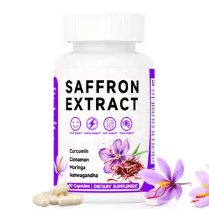 Mosslly Happy Saffron Supplements, 100mg Saffron Extract, Saffron Blend with Turmeric & Ashwagandha, Supports Mood, Focus, and Energy Boost, 90 Capsules
