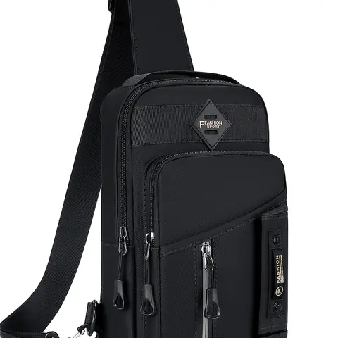 Men's Outdoor Casual Rhombic Check Chest Bag Multifunctional Chestbag Large Capacity Multi Compartment Daily Street Wear Versatile Shoulder Bag For Travel Hiking Camping Dating Shopping