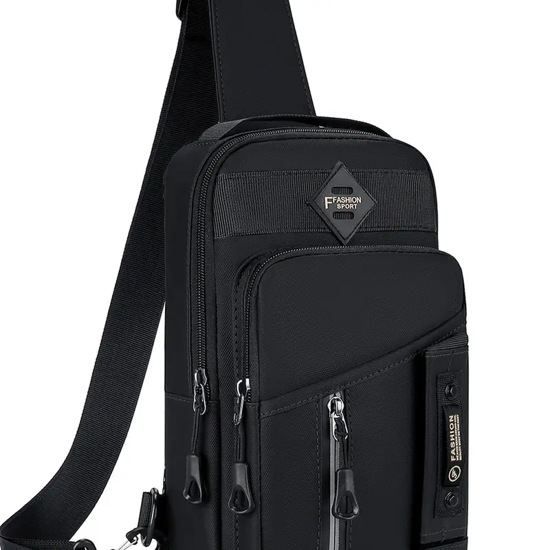 Men's Outdoor Casual Rhombic Check Chest Bag Multifunctional Chestbag Large Capacity Multi Compartment Daily Street Wear Versatile Shoulder Bag For Travel Hiking Camping Dating Shopping