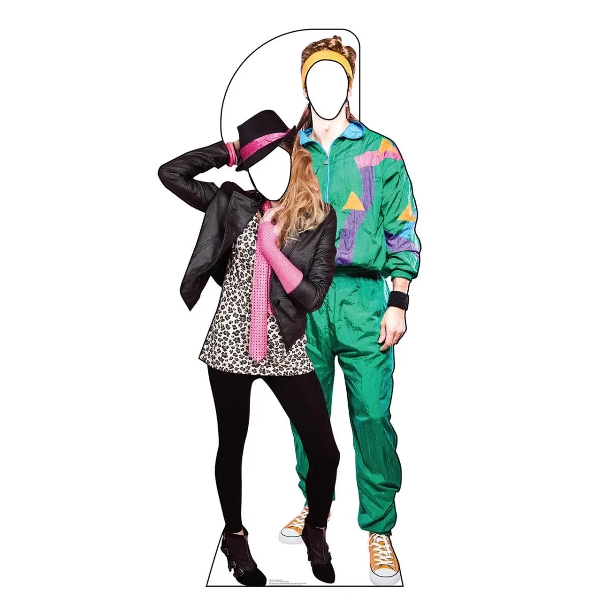 72x34 in. 1-Piece Decorative 80s Couple Standup Cardboard Cutout, Easel-Back Photo-Worthy Home Decor Prop for Parties, Birthday Events