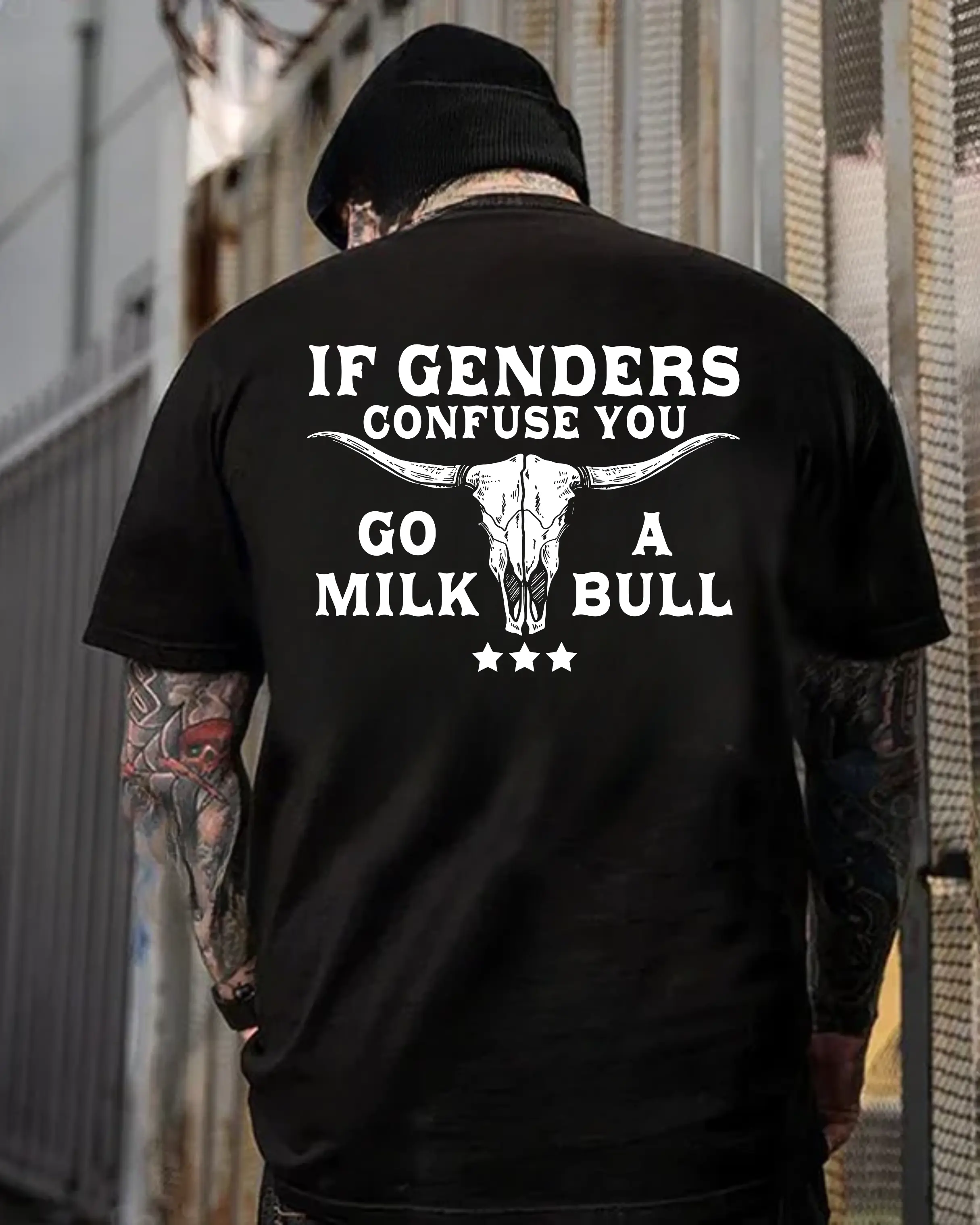 If Genders Confuse You Go Milk A Bull T-Shirt, Funny Sarcastic Western Tee | Cowboy Attitude Hoodie | Bull Skull Humor Sweatshirt.