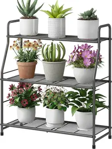 Plant Stand Outdoor Indoor 3 Tier Metal Waterproof Plant Shelf for Living Room Balcony Garden
