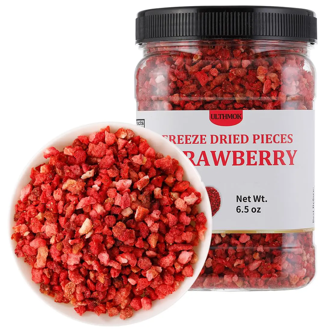 Freeze Dried Strawberry Pieces 6.5 Oz/185g Frozen Dried Fruit Natural & No Additives for Snacks