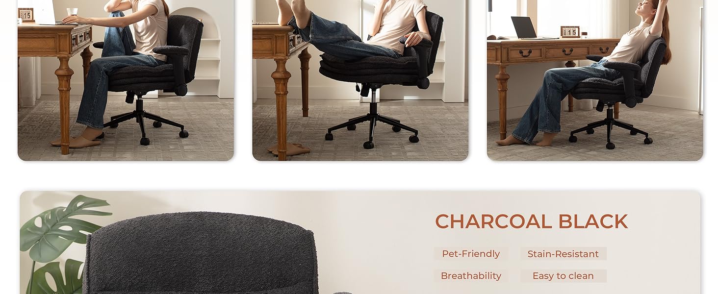 [Spring Glow Up] Extra Large Criss Cross Chair, Oversized Chair with Adjustable Flip-up Arms and Wheels, Comfort Ergonomic Office Desk Armchair with 3 Layer Cushions, Wide Seat Vanity Chair for Home Office, Living Room, Bedroom