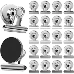 20 Pack Fridge Magnets, Strong Heavy Duty Magnetic Clips for Whiteboard Fridge Locker Office Accessories (Silver)