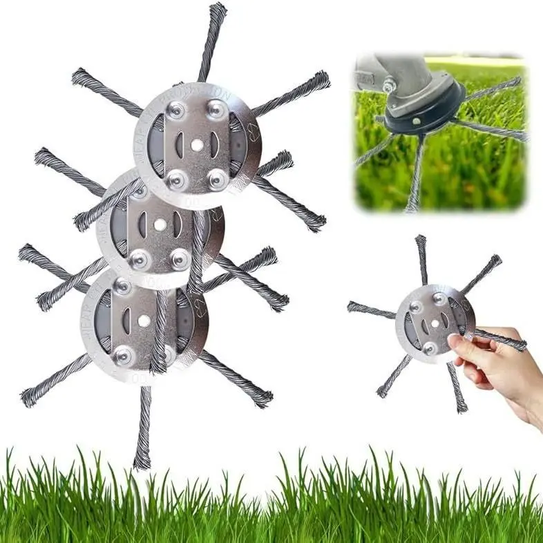6-Inch Cordless Lithium Battery Grass Trimmer Weed Eater with 3 Blades, 6-Inch Steel Wire Cutter Disc, Universal Brush Rope Replacement, 4-Step Installation Diagrams, Easy Assembly for Daily Home Garden Maintenance, Efficient Weed Removal, High Hardness,,