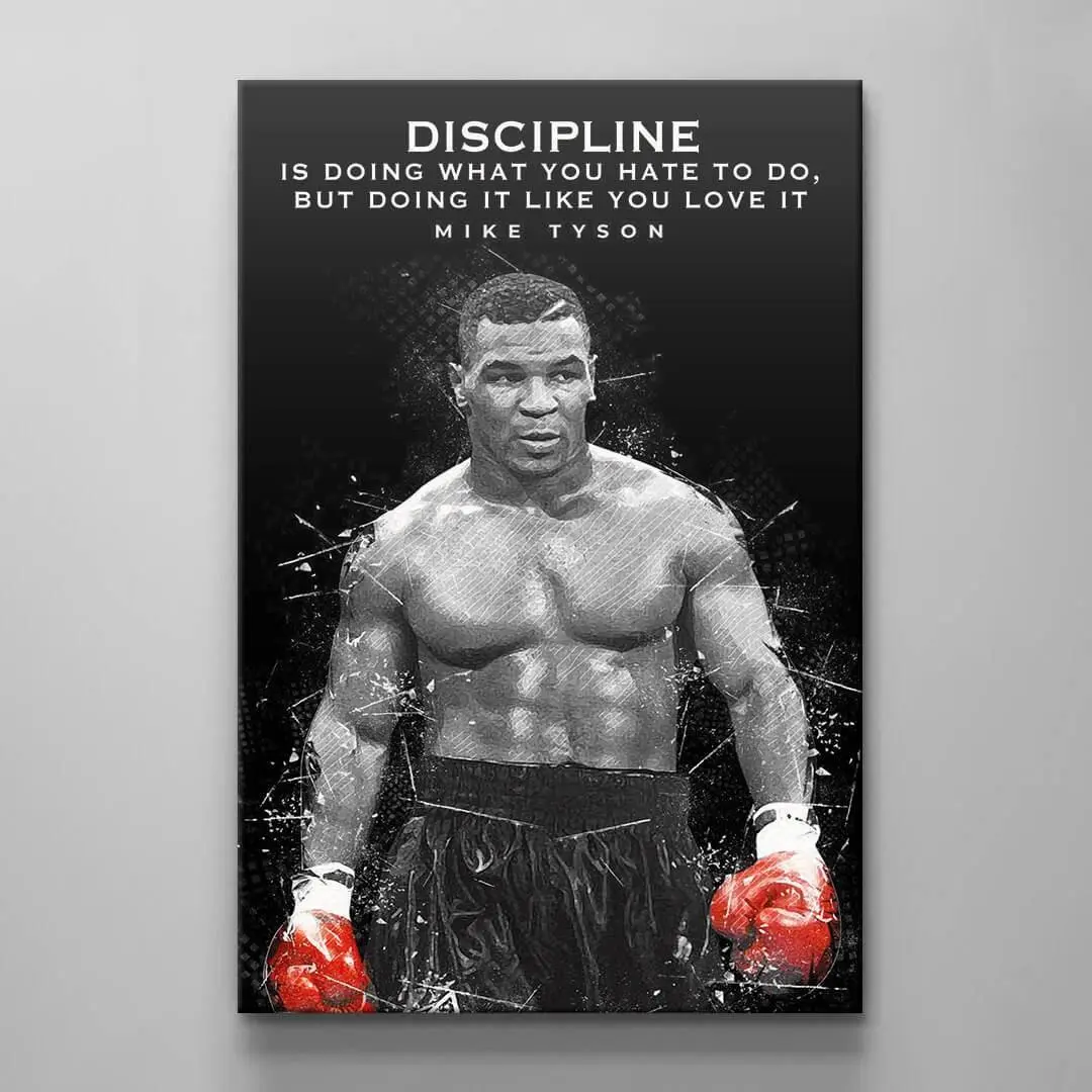 Mike Tyson poster Art Discipline Motivational Quotes Wall Decor Mike Tyson Boxing Legend Canvas Sports Wall Art Iconic Gym Wall Decor Art Ornaments Photo (Frame Not Included) (No Frame)