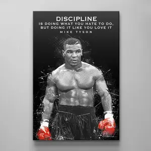 Mike Tyson poster Art Discipline Motivational Quotes Wall Decor Mike Tyson Boxing Legend Canvas Sports Wall Art Iconic Gym Wall Decor Art Ornaments Photo (Frame Not Included) (No Frame)