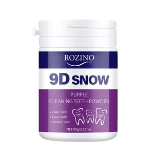 ROZINO 9D Snow Purple Cleaning Teeth Powder - Gentle Non-Irritating Formula for Fresh Breath & Strong Teeth Gums - 80g Single Item