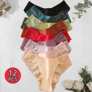 Lace  for Women  UnderwearWomen Lace Panties Women Underwear SeamlessThongs for Women Pack Breathable Cotton soft minimalist comfortable soft brief Women's Seamless T-Back cross support Festival Thongs