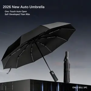New Auto Open Close Umbrella, 40% Easier Retraction, Vinyl Coated UV Protection Umbrella, Thickened Fiberglass Windproof Frame for Work, Outdoor Leisure, Fishing, Golf, and Travel, Portable Foldable Umbrella, Automatic Umbrella