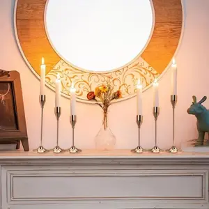 6pcs Christmas Candle Holders, High Cone Shape, Suitable for Pillar Candles and LED Modern Metal Candlesticks, Table Centerpiece Decor