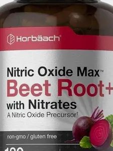 Horbäach Nitric Oxide Beet Root Capsules | 180 Count | with Nitrates and Precursor | for Men and Women | Vegetarian, Non-GMO, Gluten Free Supplement