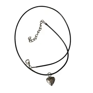 small locket black cord necklace