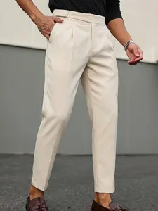 Men's High Waist Gurkha Pants, Casual Slim Fit Tapered Cropped Trousers, Stylish and Comfortable Men's Clothing, Perfect for Daily Wear