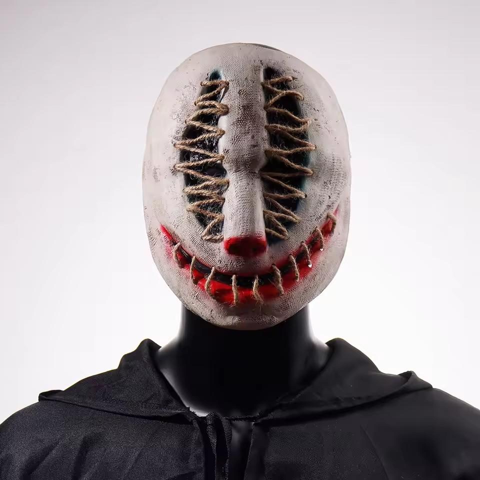 Halloween Joker Mask Cosplay Scary Killer Clown Half Face Latex Helmet Party Costume Props movie