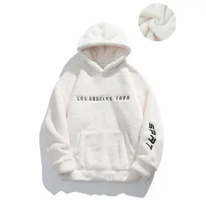 Men’s Winter Plush Thick Warm Hooded Embroidered Hoodie – Cold-Proof Versatile Casual Loose Top Coat for Men