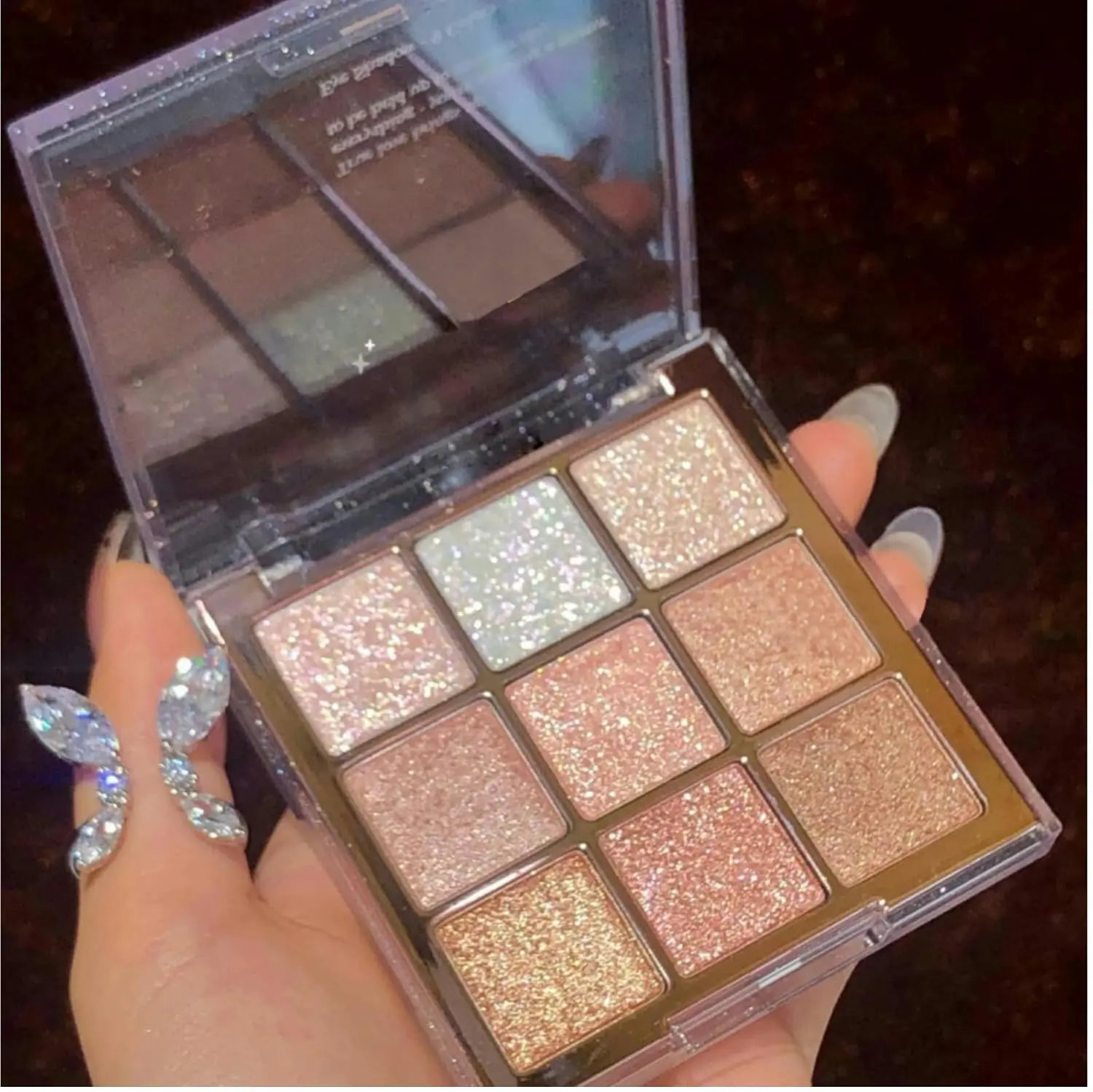 Glitter Shimmer Eyeshadow Makeup Palette, Korean Sparkle Neutral Eye Shadow Palettes Highly Pigmented Long Lasting Waterproof Blendable sombras para ojos Pink White Golden Brown Eye Glitter