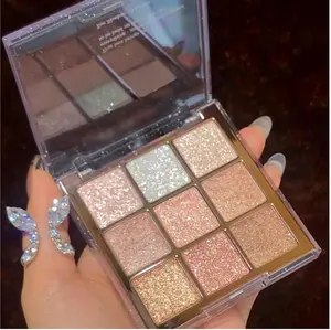 Glitter Shimmer Eyeshadow Makeup Palette, Korean Sparkle Neutral Eye Shadow Palettes Highly Pigmented Long Lasting Waterproof Blendable sombras para ojos Pink White Golden Brown Eye Glitter