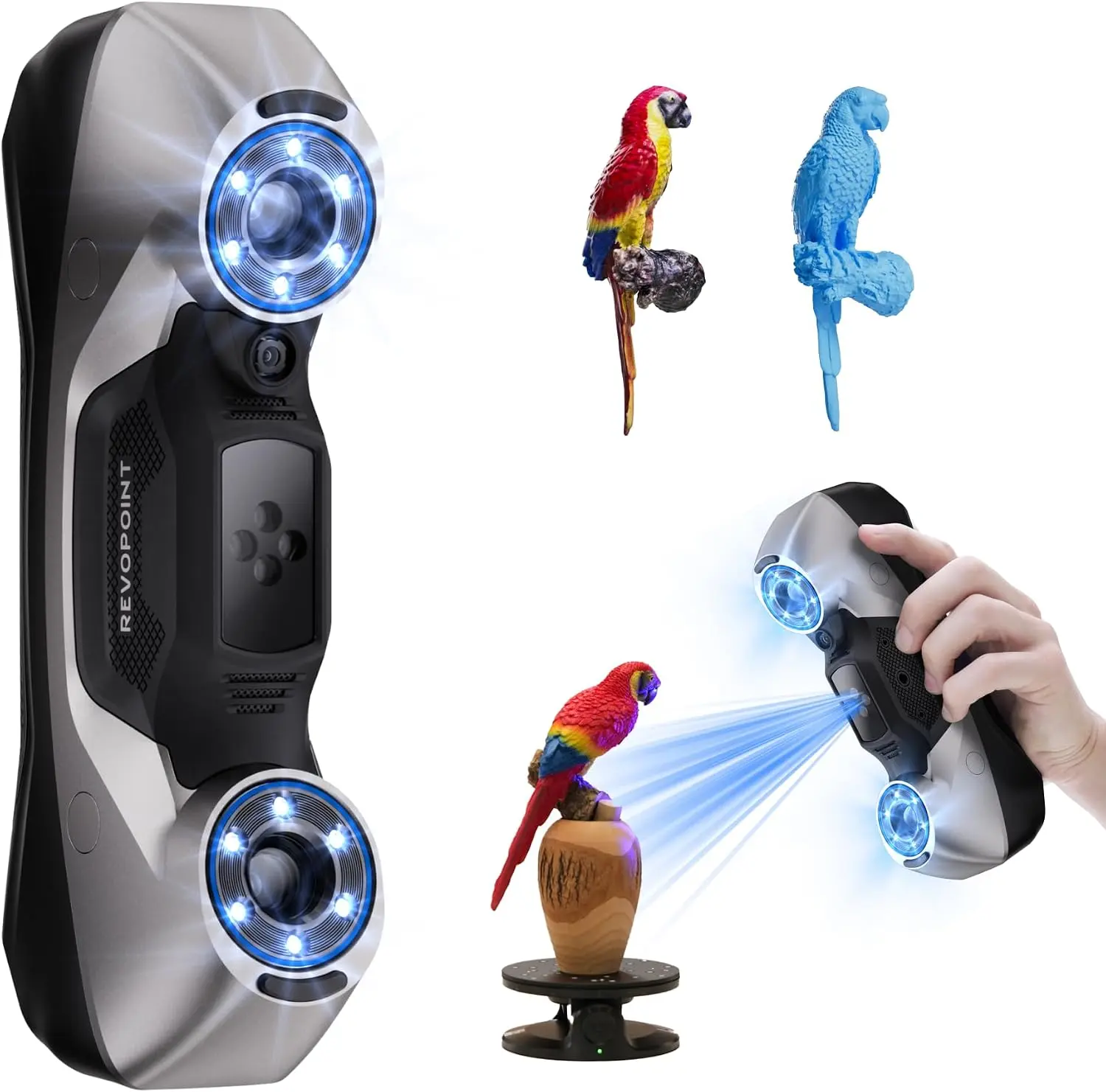 MetroY 3D Scanner, Blue Laser, for 3D Printing | 0.01mm, 30+15+1 Blue Laser, Industrial 3D Modeling/Measurement, 3 Scanning Modes, Wi-Fi 6, Real-Time Streaming, for Win/macOS