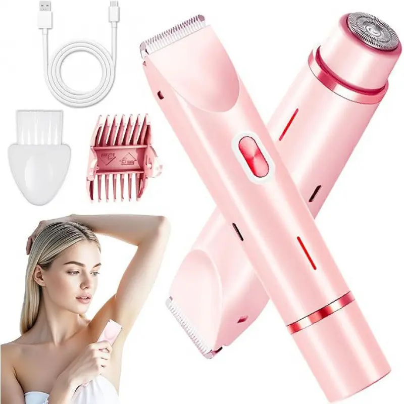Dual Head Electric Trimmer for Women - Painless Bikini, Legs & Arm Hair Trimmer with Shaver Head
