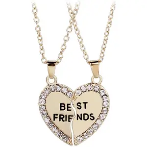 Best Friends Necklace for 2 Girls BFF Half Heart Shaped Necklaces for Women Bestie Gifts Necklaces Match Necklace for Best Friends Female Friendship Necklace